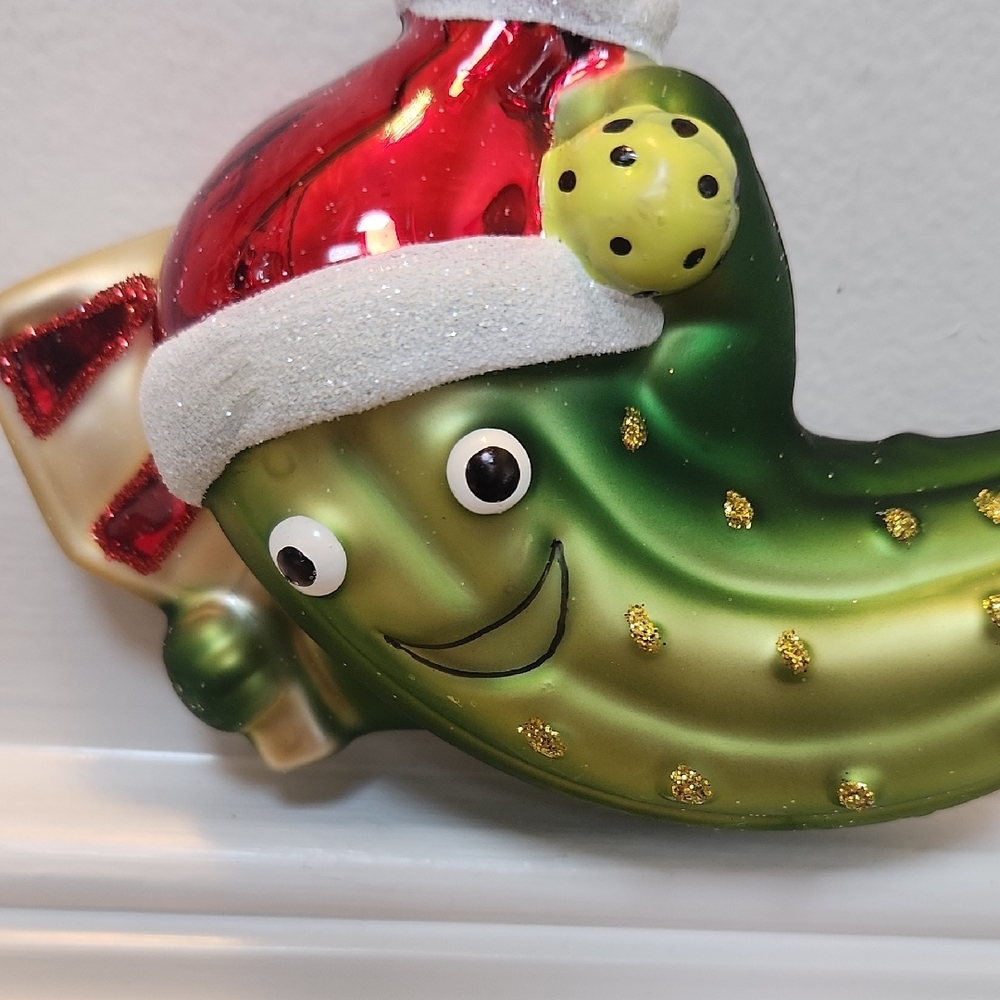 Pickleball Santa Ornament - Festive Green - Picture 5 of 6